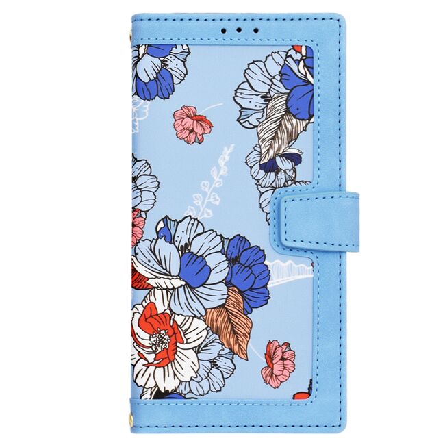 Husa tip carte pentru  Samsung Galaxy S25 Ultra, functie stand si port carduri, Albastru