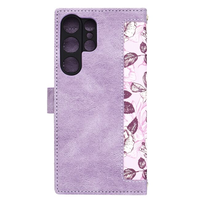 Husa tip carte pentru  Samsung Galaxy S25 Ultra, functie stand si port carduri, Mov