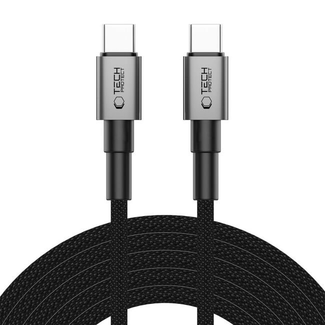 Cablu USB-C PD 100W/5A, 3 Metri – Împletitură Nylon, Încărcare Rapidă, Transfer de Date 480 Mb/s, Gri Metalizat