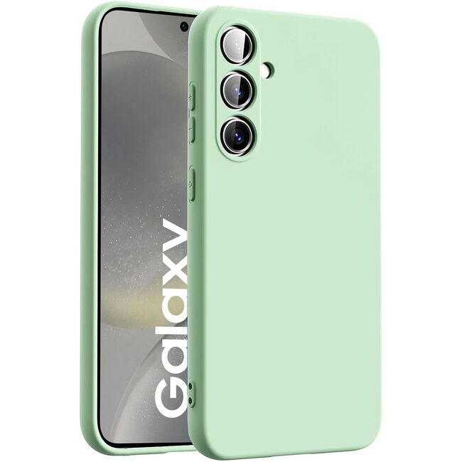 Husa pentru  Samsung Galaxy S25+ Liquid Silicone, subțire, captusita cu microfibra, anti amprentă, protectie cameră foto, Verde