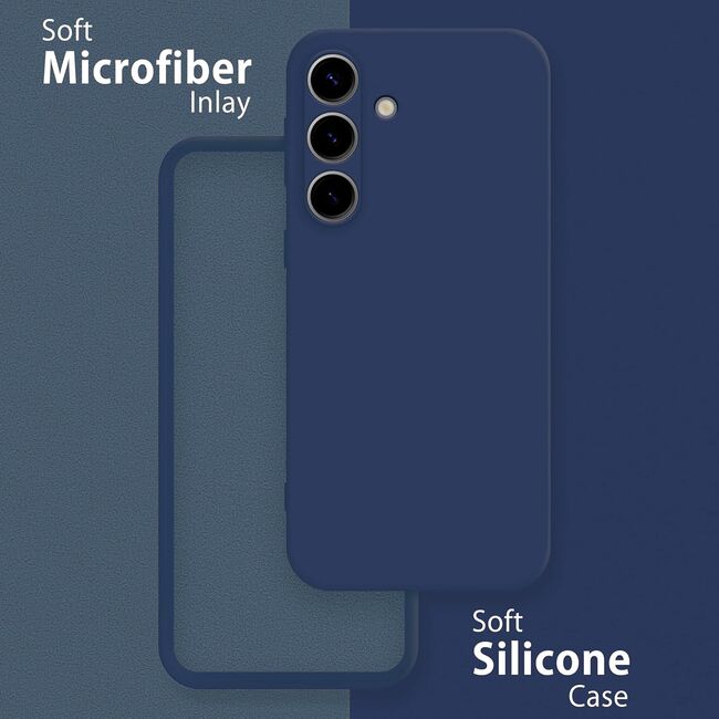 Husa pentru  Samsung Galaxy S25 Liquid Silicone, subțire, captusita cu microfibra, anti amprentă, protectie cameră foto, Albastru