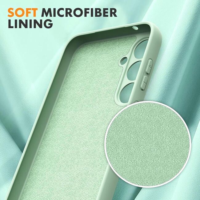 Husa pentru  Samsung Galaxy S25+ Liquid Silicone, subțire, captusita cu microfibra, anti amprentă, protectie cameră foto, Verde
