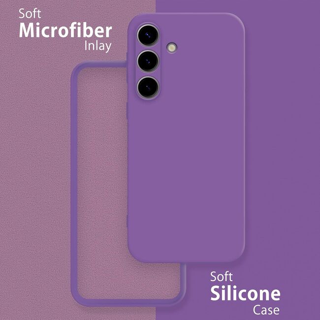 Husa pentru  Samsung Galaxy S25+ Liquid Silicone, subțire, captusita cu microfibra, anti amprentă, protectie cameră foto, Mov