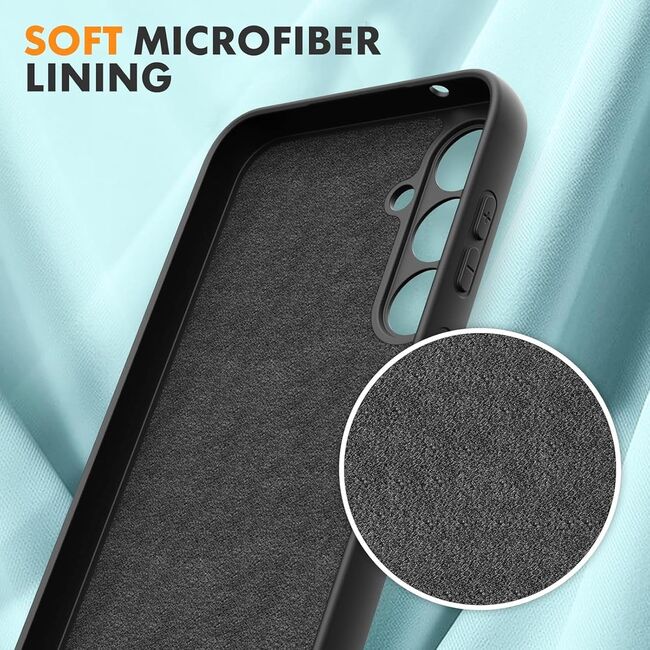 Husa pentru  Samsung Galaxy S25+ Liquid Silicone, subțire, captusita cu microfibra, anti amprentă, protectie cameră foto, Negru