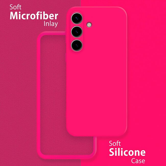 Husa pentru  Samsung Galaxy S25+ Liquid Silicone, subțire, captusita cu microfibra, anti amprentă, protectie cameră foto, Fucsia