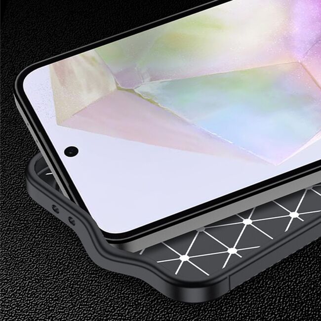 Husa de protectie pentru  Samsung Galaxy A56 Auto Focus Slim, Anti-Scratch, cu fibra de carbon si protectie lentile - Negru denim