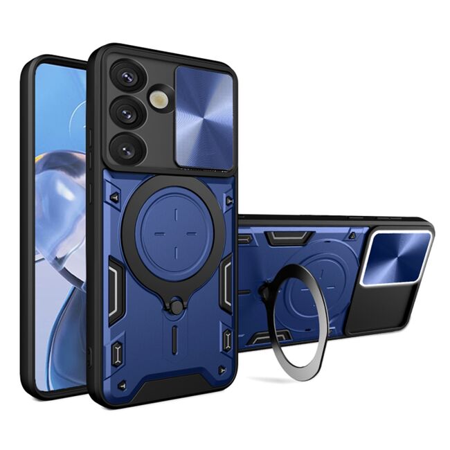 Husa pentru  Samsung Galaxy S25+ cu protecție pentru cameră și suport magnetic integrat Ring Shockproof, Albastru