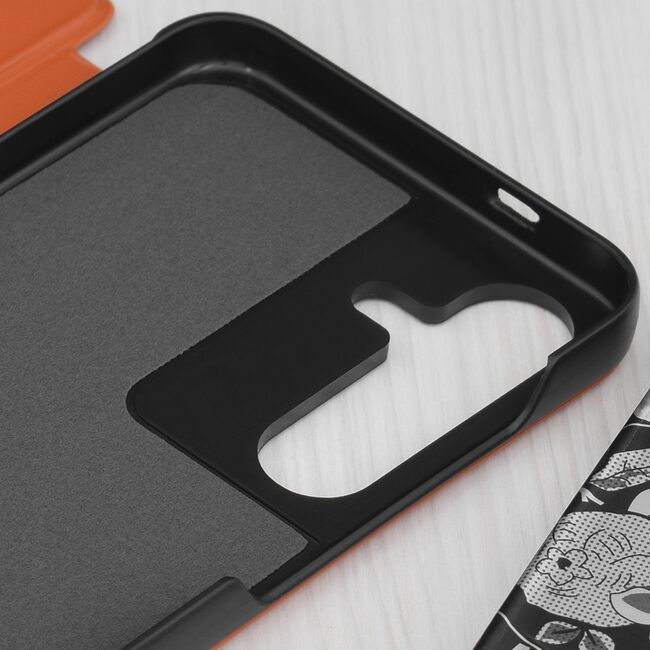 Husa pentru  Samsung Galaxy S25+ tip carte, Smart View, Portocaliu
