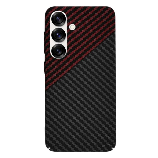 Husa pentru  Samsung Galaxy S25 CarbonFiber UltraSlim, Lightweight, Rosu inchis