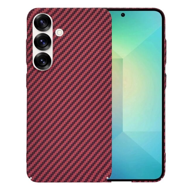 Husa pentru  Samsung Galaxy S25 CarbonFiber UltraSlim, Lightweight, Rosu