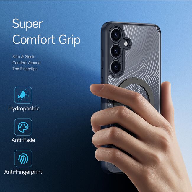 Husa pentru  Samsung Galaxy S25 compatibil Magsafe Flowing Lines Comfort Grip kickstand - transparent