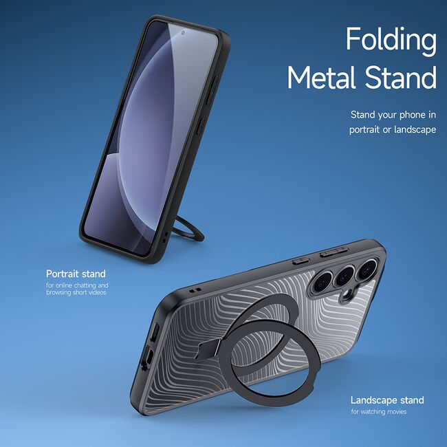 Husa pentru  Samsung Galaxy S25 compatibil Magsafe Flowing Lines Comfort Grip kickstand - transparent