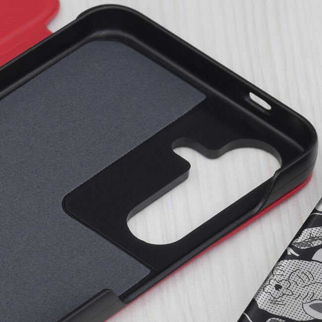 Husa pentru  Samsung Galaxy S25 tip carte, Smart View, Rosu