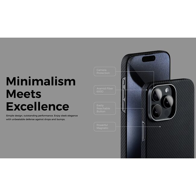 Husa pentru  iPhone 16 Pro Max compatibila MagSafe High Grade Aramid Fiber Series - negru royal