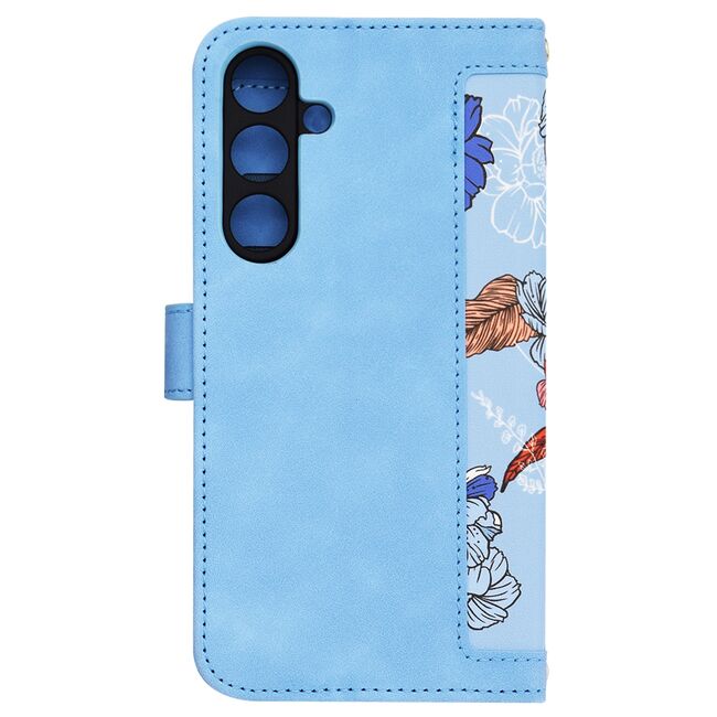 Husa tip carte pentru  Samsung Galaxy S25+, functie stand si port carduri, Albastru