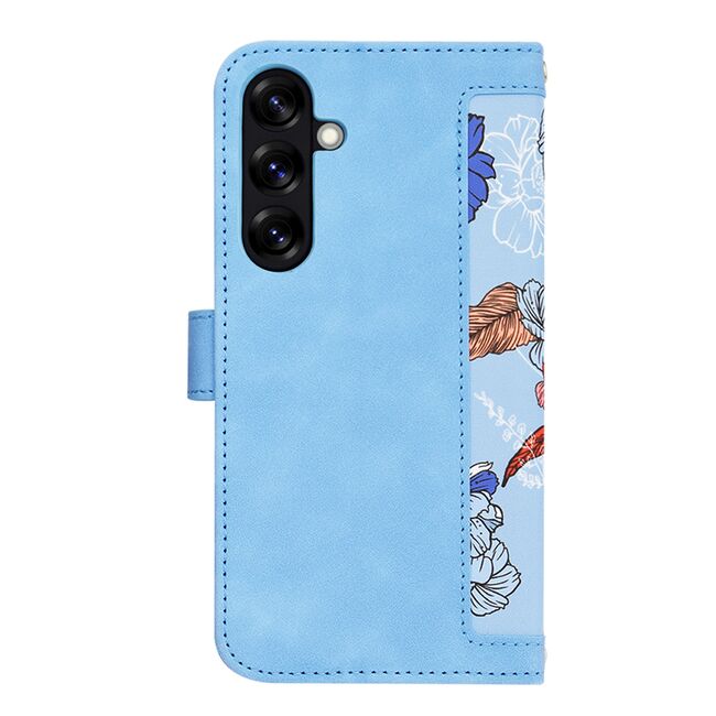 Husa tip carte pentru  Samsung Galaxy S25+, functie stand si port carduri, Albastru