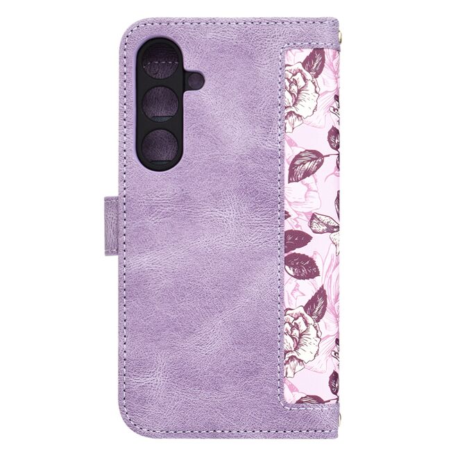 Husa tip carte pentru  Samsung Galaxy S25+, functie stand si port carduri, Mov