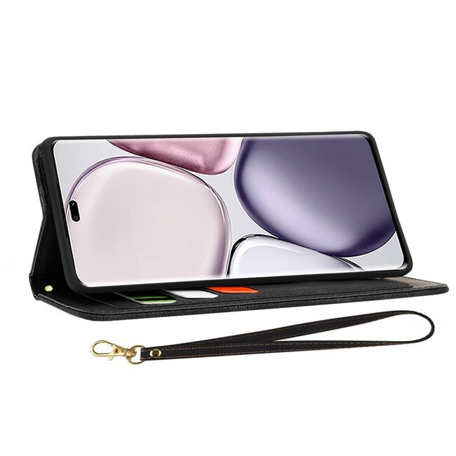 Husa tip carte pentru  Samsung Galaxy S25, functie stand si port carduri, Negru