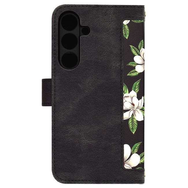 Husa tip carte pentru  Samsung Galaxy S25, functie stand si port carduri, Negru