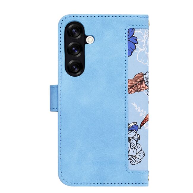 Husa tip carte pentru  Samsung Galaxy S25, functie stand si port carduri, Albastru