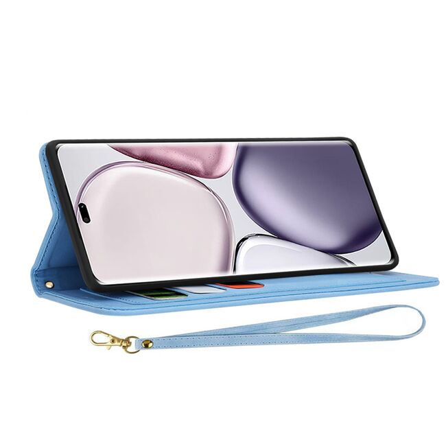 Husa tip carte pentru  Samsung Galaxy S25, functie stand si port carduri, Albastru