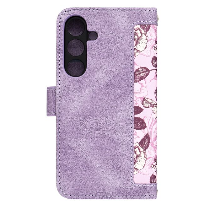 Husa tip carte pentru  Samsung Galaxy S25, functie stand si port carduri, Mov