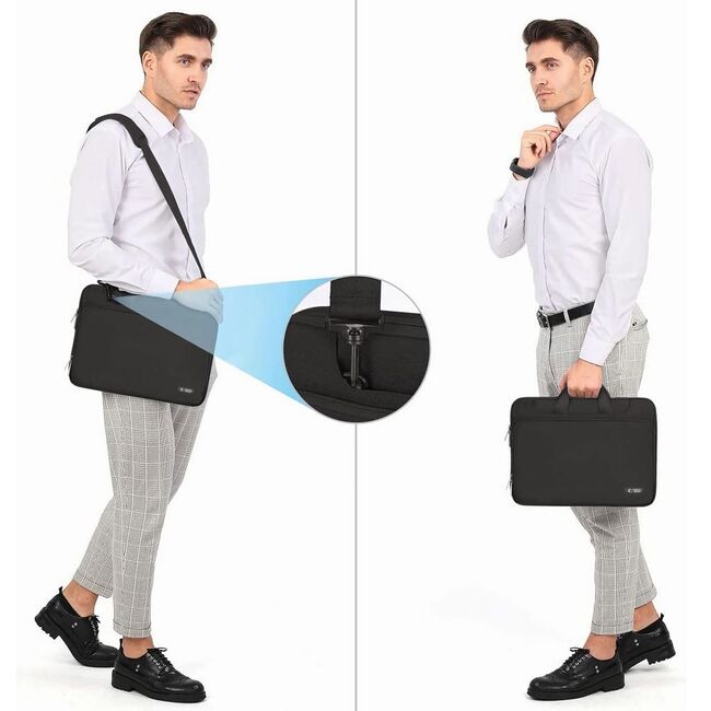 Geantă Pocket Bag pentru Laptop 13-14 Inch – compatibila Macbook, Lenovo, Microsoft, Acer, HP, Asus, Protecție Elegantă și Funcțională pentru Echipamentele Tale, negru