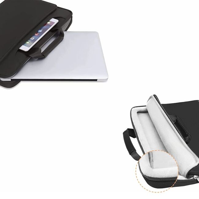 Geantă Pocket Bag pentru Laptop 13-14 Inch – compatibila Macbook, Lenovo, Microsoft, Acer, HP, Asus, Protecție Elegantă și Funcțională pentru Echipamentele Tale, negru