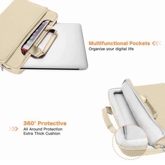 Geantă Pocket Bag pentru Laptop 13-14 Inch – compatibila Macbook, Lenovo, Microsoft, Acer, HP, Asus, Protecție Elegantă și Funcțională pentru Echipamentele Tale, bej