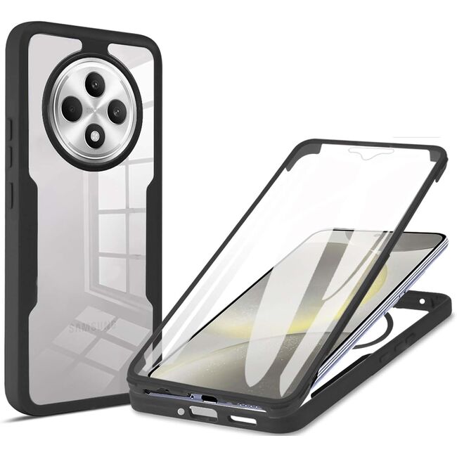 Pachet 360: Husa cu folie integrata pentru  Oppo Reno 12F, 12FS Cover360 fata / spate - Negru