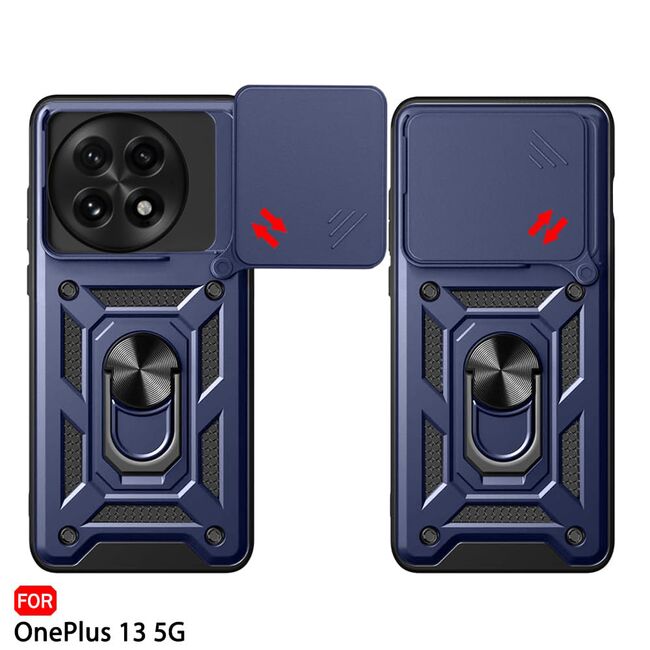 Husa pentru  OnePlus 13 Ring Armor Kickstand Tough Rugged Cover cu protectie camera, Albastru
