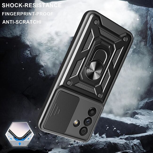 Husa pentru  Samsung Galaxy A26 Ring Armor Kickstand Tough Rugged Cover cu protectie camera, Albastru