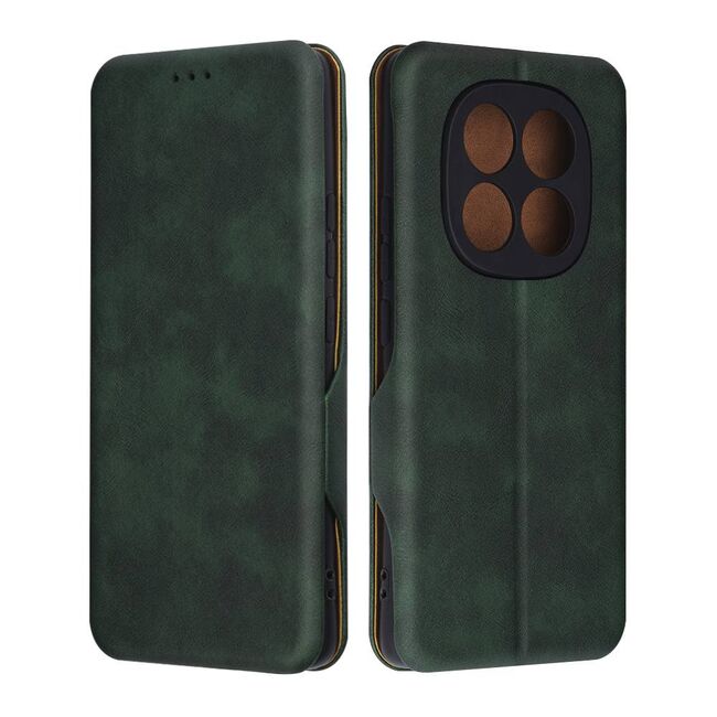 Husa tip carte pentru Xioami Redmi Note 14 Pro 5G Smart Wallet fata - spate protectie 360 - Verde