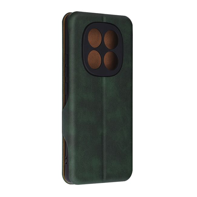 Husa tip carte pentru Xioami Redmi Note 14 Pro 5G Smart Wallet fata - spate protectie 360 - Verde