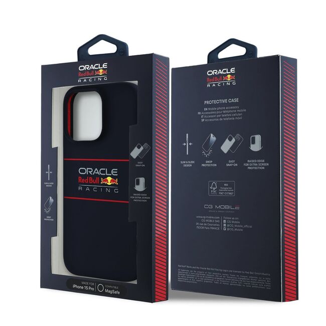 Husa premium pentru  iPhone 15 Pro compatibila MagSafe Red Bull Racing - Albastru inchis