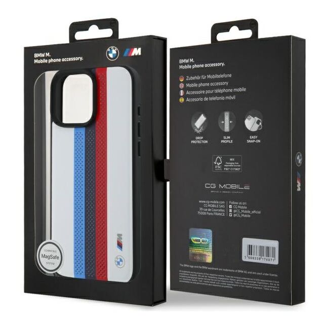 Husa premium pentru  iPhone 16 Pro Max compatibila MagSafe BMW Signature - Multicolor