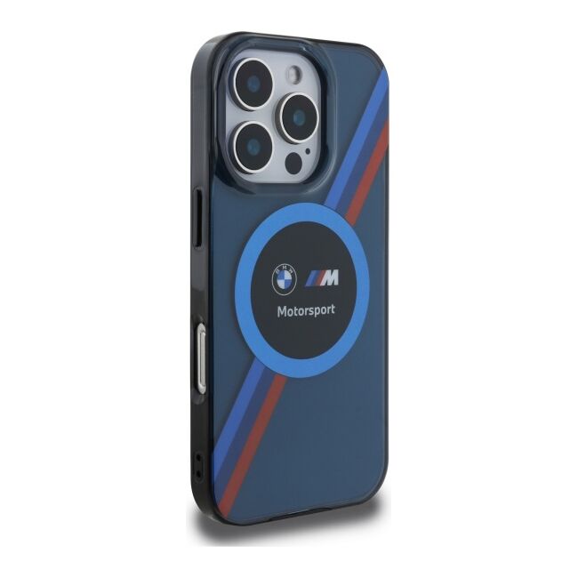 Husa premium pentru  iPhone 16 Pro Max compatibila MagSafe BMW Signature - Albastru