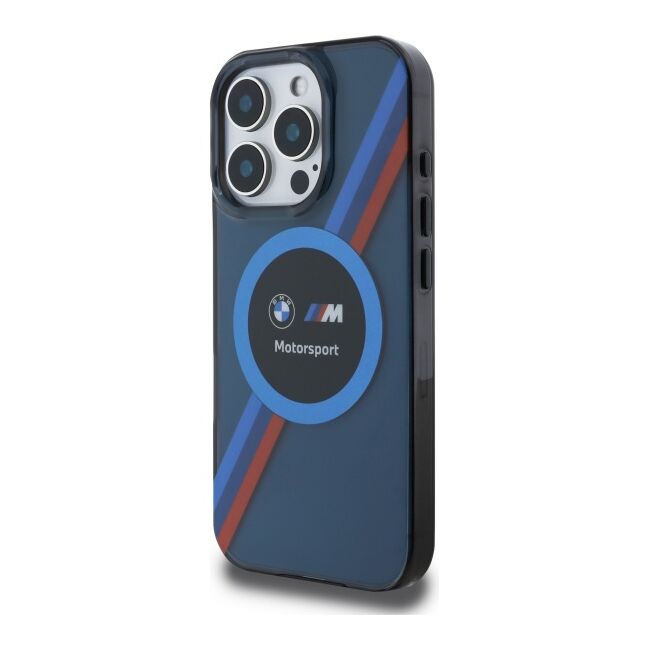 Husa premium pentru  iPhone 16 Pro Max compatibila MagSafe BMW Signature - Albastru