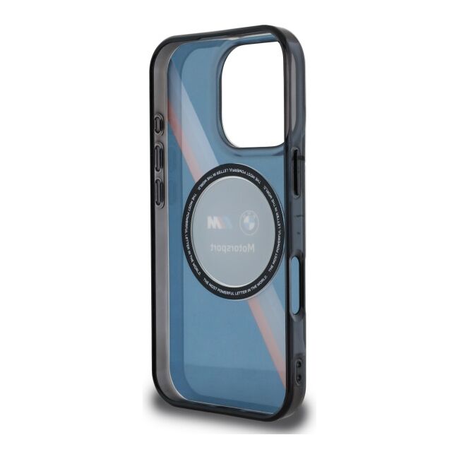 Husa premium pentru  iPhone 16 Pro Max compatibila MagSafe BMW Signature - Albastru