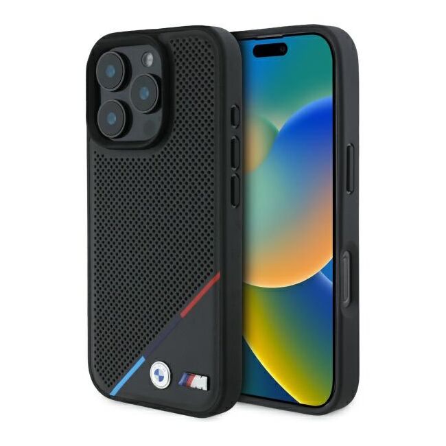 Husa premium pentru  iPhone 16 Pro Max compatibila MagSafe BMW Signature - Negru electric
