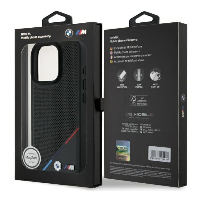 Husa premium pentru  iPhone 16 Pro Max compatibila MagSafe BMW Signature - Negru electric