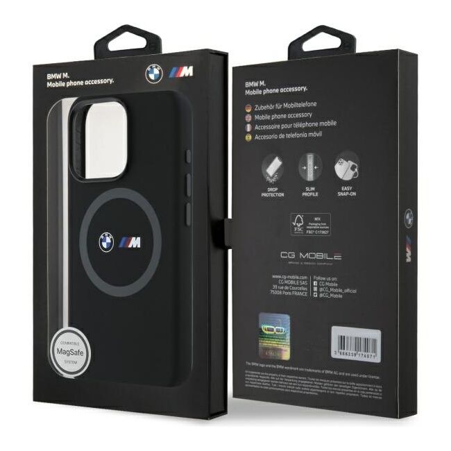 Husa premium pentru  iPhone 16 Pro Max compatibila MagSafe BMW Signature - Negru print