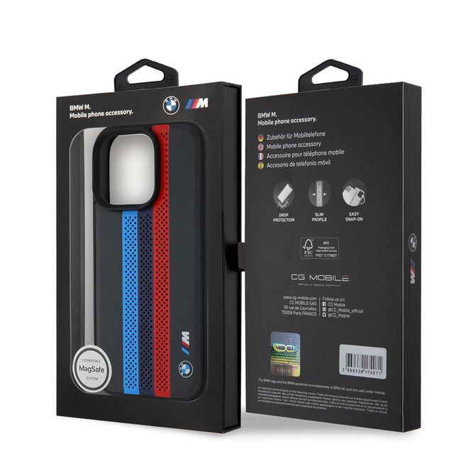Husa premium pentru  iPhone 16 Pro Max compatibila MagSafe BMW Signature - Negru denim
