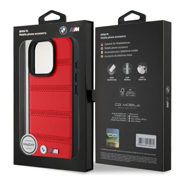 Husa premium pentru  iPhone 16 Pro Max compatibila MagSafe BMW Signature - Rosu