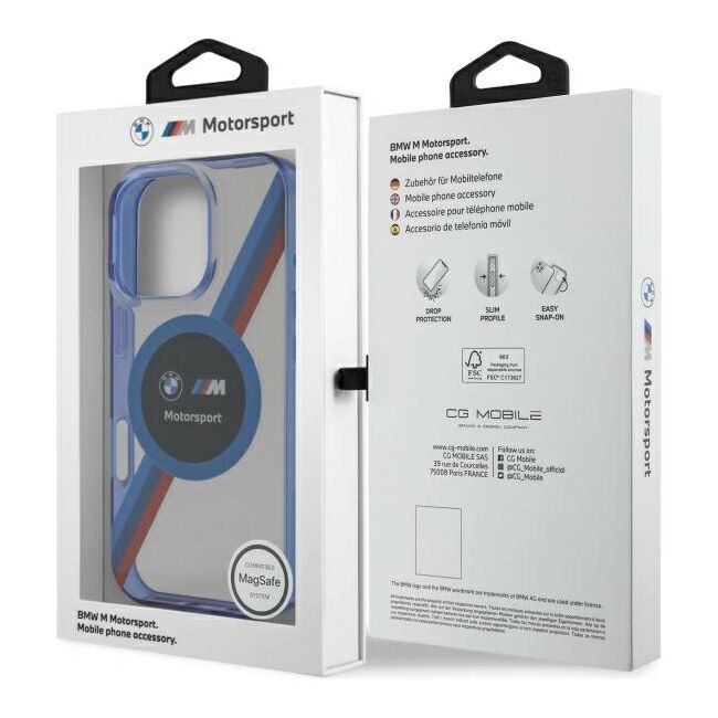 Husa premium pentru  iPhone 16 Pro Max compatibila MagSafe BMW Signature - Transparent