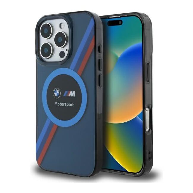 Husa premium pentru  iPhone 16 Pro compatibila MagSafe BMW Signature - Albastru