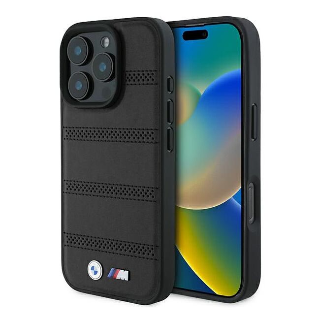 Husa premium pentru  iPhone 16 Pro compatibila MagSafe BMW Signature - Negru denim