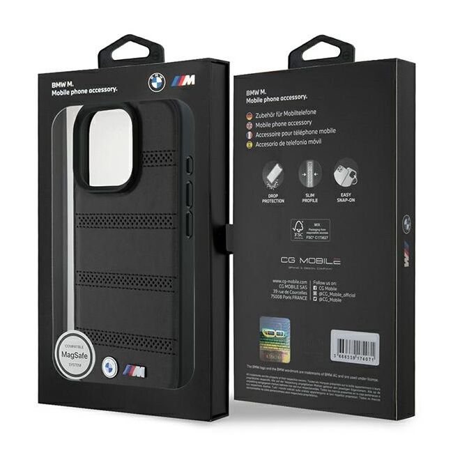 Husa premium pentru  iPhone 16 Pro compatibila MagSafe BMW Signature - Negru denim