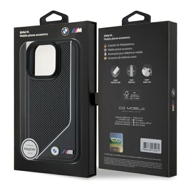 Husa premium pentru  iPhone 16 Pro compatibila MagSafe BMW Signature - Negru royal