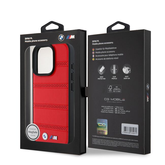 Husa premium pentru  iPhone 16 Pro compatibila MagSafe BMW Signature - Rosu